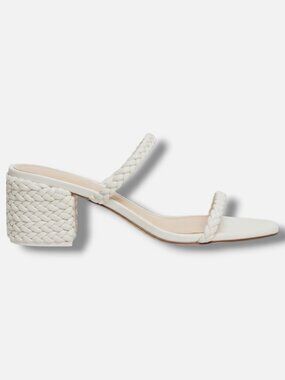 Saks Fifth Avenue Women's White Strappy Leather Sandals Shoe Size EU:37.5 US:7.5